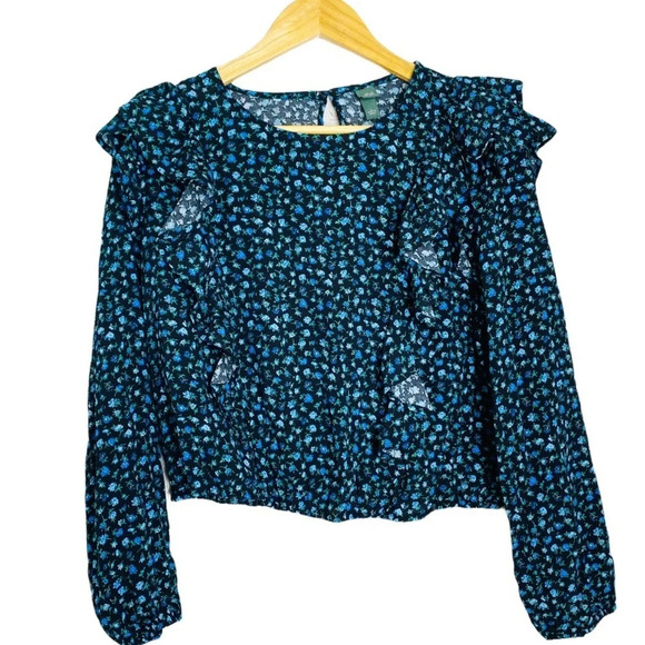 ✨NWT Wild Fable Floral Long Sleeve Ruffle Blouse Cottagecore Prairie Size 1X - Picture 3 of 8